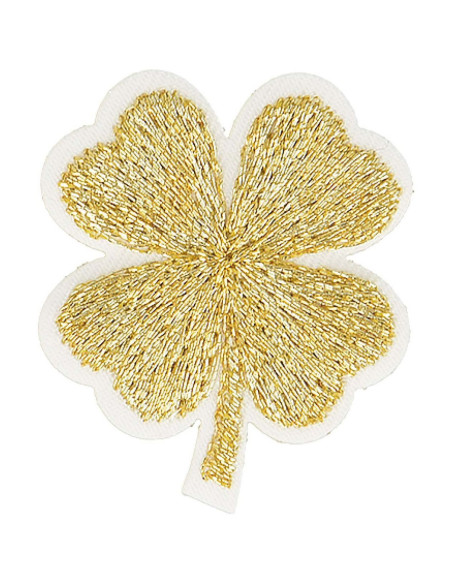 Emblema termocolante trevo lurex - Ouro