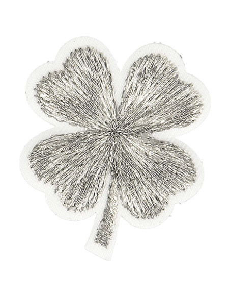 Emblema termocolante trevo lurex - Prata