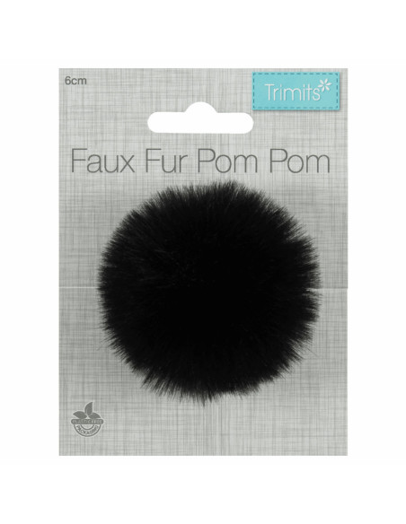Pompom imitação de pele 6 cm - Preto