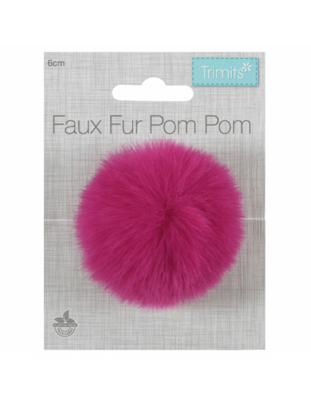Pompom imitação de pele 6 cm - Cereja