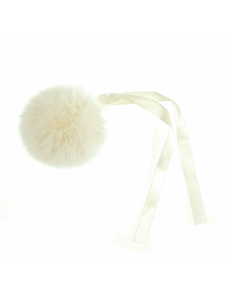 Pompom imitação de pele 6 cm - Creme