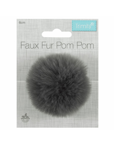 Pompom imitação de pele 6 cm - Cinza