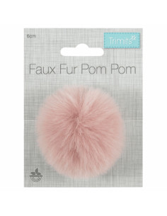 Pompom imitação de pele 6 cm - Rosa claro 2