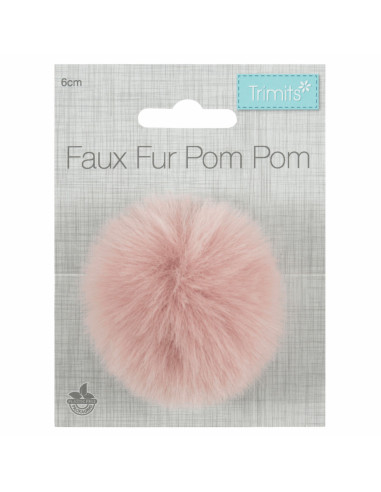 Pompom imitação de pele 6 cm - Rosa claro