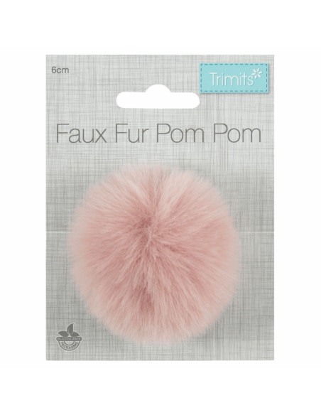 Pompom imitação de pele 6 cm - Rosa claro