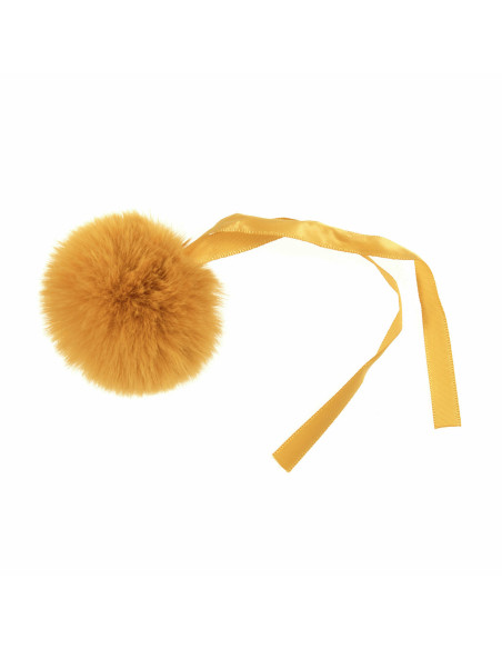 Pompom imitação de pele 6 cm - Mostarda