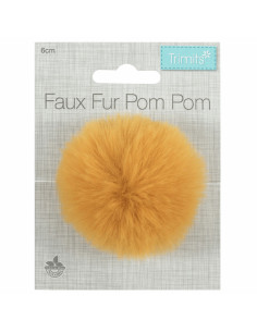 Pompom imitação de pele 6 cm - Mostarda 2