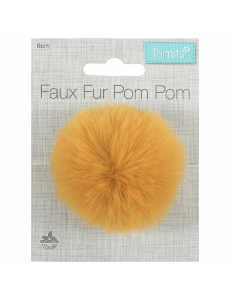 Pompom imitação de pele 6 cm - Mostarda