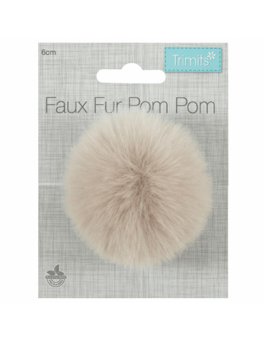 Pompom imitação de pele 6 cm - Natural