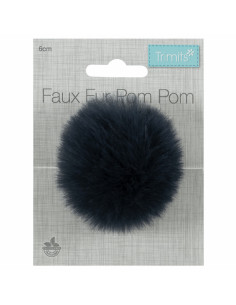 Pompom imitação de pele 6 cm - Azul marinho 2