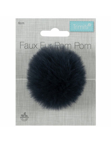 Pompom imitação de pele 6 cm - Azul marinho