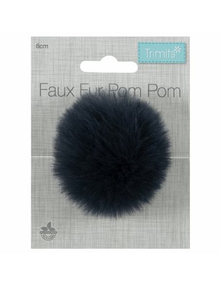 Pompom imitação de pele 6 cm - Azul marinho