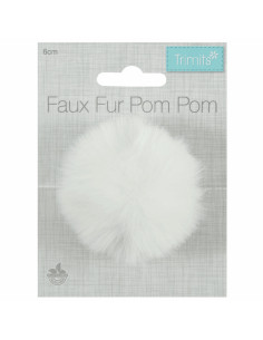 Pompom imitação de pele 6 cm - Branco 2