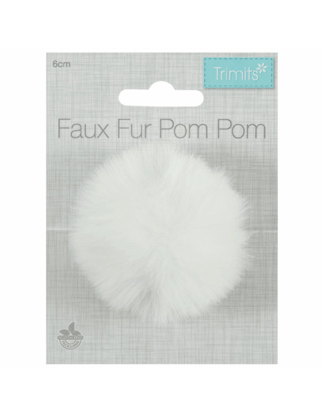 Pompom imitação de pele 6 cm - Branco