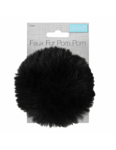 Pompom imitação de pele 11 cm - Preto 2