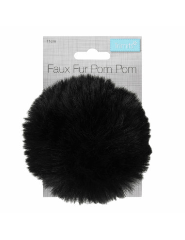 Pompom imitação de pele 11 cm - Preto