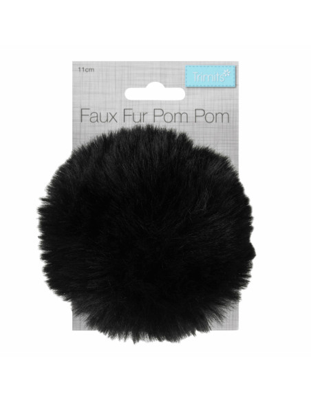 Pompom imitação de pele 11 cm - Preto