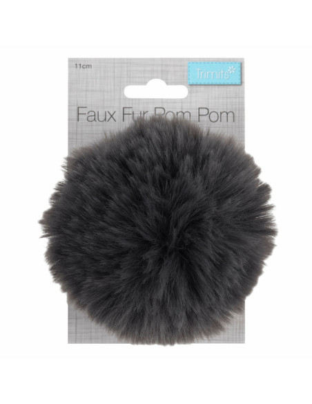 Pompom imitação de pele 11 cm - Cinza