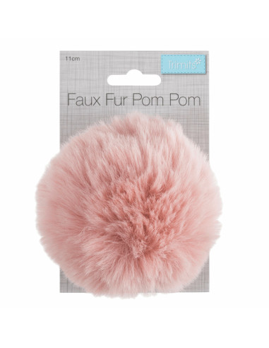 Pompom imitação de pele 11 cm - Rosa claro