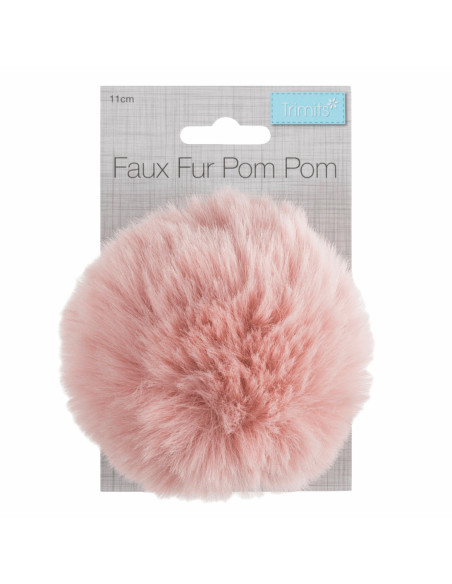 Pompom imitação de pele 11 cm - Rosa claro