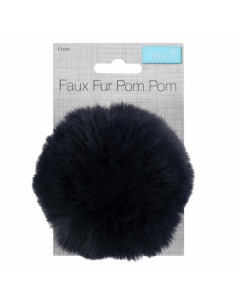Pompom imitação de pele 11 cm - Azul marinho 2
