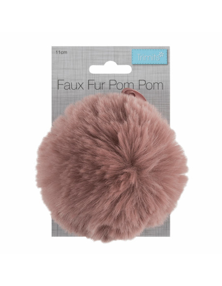 Pompom imitação de pele 11 cm - Rosa velho