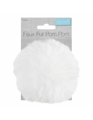 Pompom imitação de pele 11 cm - Branco