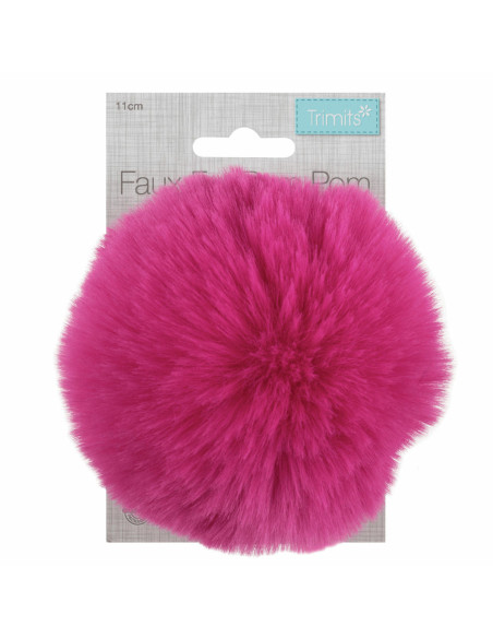 Pompom imitação de pele 11 cm - Cereja