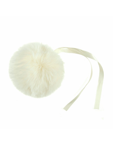 Pompom imitação de pele 11 cm - Creme