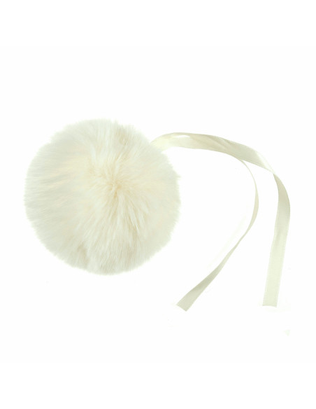 Pompom imitação de pele 11 cm - Creme