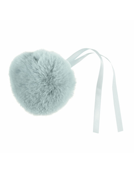 Pompom imitação de pele 11 cm - Cinza azul
