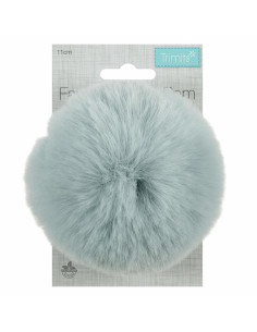 Pompom imitação de pele 11 cm - Cinza azul 2