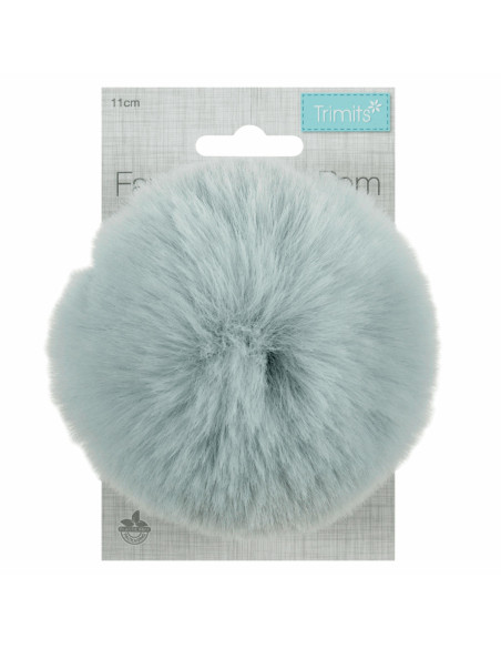 Pompom imitação de pele 11 cm - Cinza azul