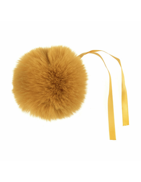 Pompom imitação de pele 11 cm - Mostarda