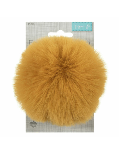 Pompom imitação de pele 11 cm - Mostarda