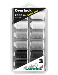 Caixa de 12 cones para overlock Aerolock n° 180 Madeira - Preto e branco