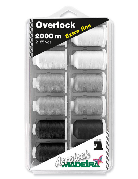 Caixa de 12 cones para overlock Aerolock n° 180 Madeira - Preto e branco