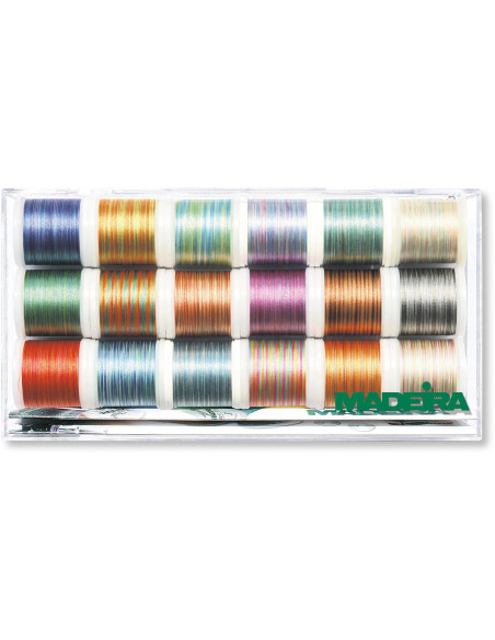 Caixa de fios para bordar Polyneon 40 Multicolor Madeira