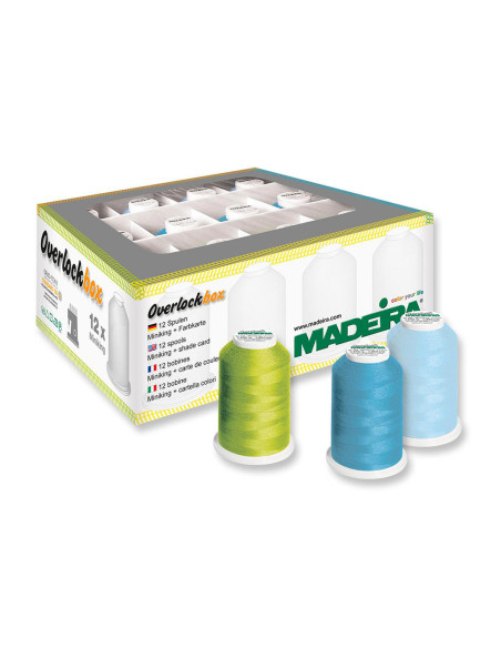 Caixa de 12 cones para overloque Overlockbox Madeira - Apple & Blue