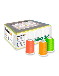 Caixa de 12 cones para overloque Overlockbox Madeira - Caixa Neon