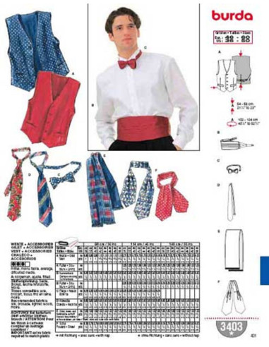 Molde de colete, acessórios - Burda 3403