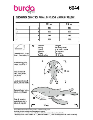 Padrão de pelúcias - Burda 6044