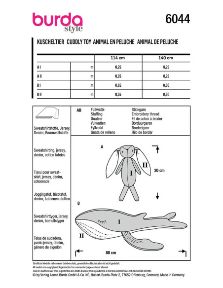 Padrão de pelúcias - Burda 6044