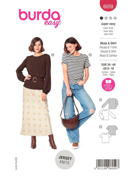 Molde de T-shirt e blusa - Burda 6059
