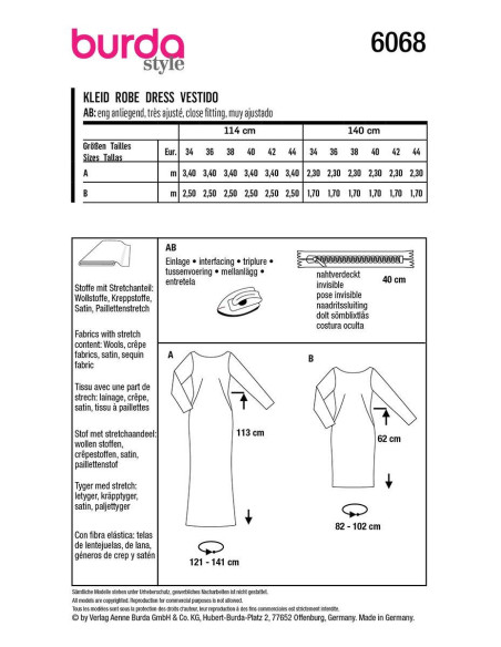 Molde de vestido - Burda 6068