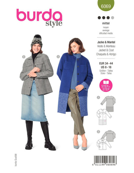 Molde de casaco e jaqueta - Burda 6069