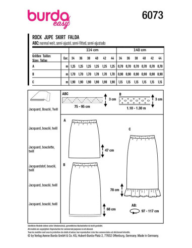 Molde de saia - Burda 6073
