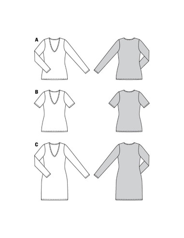 Molde de T-shirt e vestido - Burda 6075
