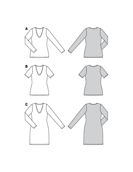 Molde de T-shirt e vestido - Burda 6075