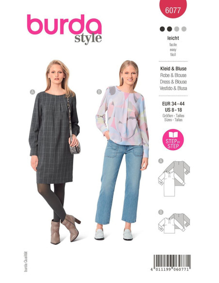 Molde de vestido e blusa - Burda 6077